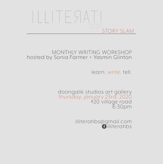 illiterati flyer writing workshop